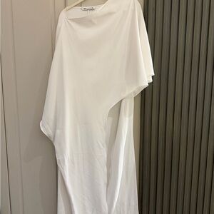 Zara White Draped Asymmetrical Dress